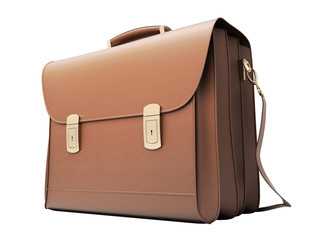 Brown business briefcase isolated