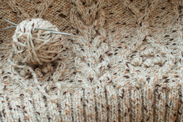 Detail of woven handicraft knit sweater