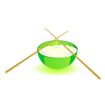 Japanese Rice Bowl With Sticks Vector Illustration Part Two