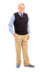 Naklejka premium Full length portrait of a happy gentleman posing
