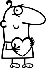man with heart cartoon illustration