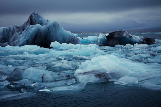iceberg and ice at jokulsarlon lake