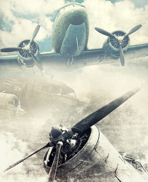 Retro aviation, vinatge background
