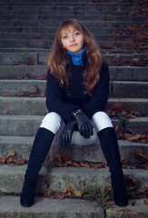 Portrait of a girl on the stairs