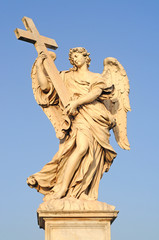 angel with the cross on ponte sant angelo in rome