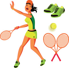Tennis vector illustration set