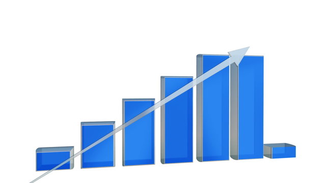 3d growing transparent business chart graph, luma matte