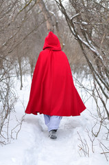 Red Riding Hood leaves on a footpath