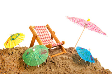 Colorful parasols and chair at the beach