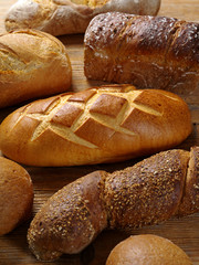 Loaves of baked bread