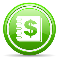 money green glossy icon on white background