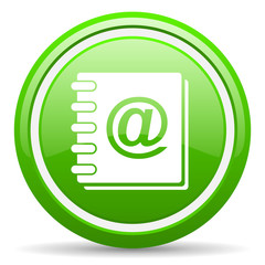 address book green glossy icon on white background