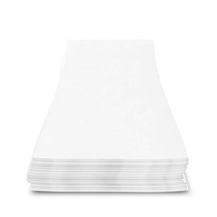stack of papers with curl on white background