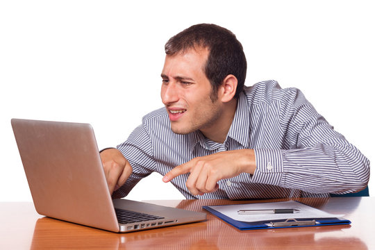 Young Man Working with Computer