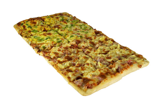 Isolated Large Rectangular Pizza