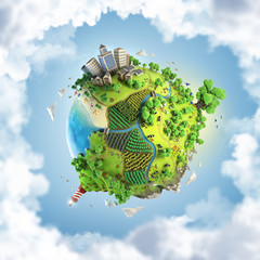 globe concept of idyllic green world - 48543121