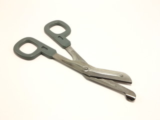 Tarnished medical scissors close up