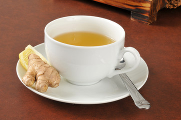 Green tea with lemon and ginger