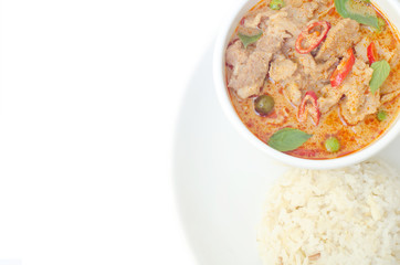 savory curry with pork (Pa Nang) isolated on white background