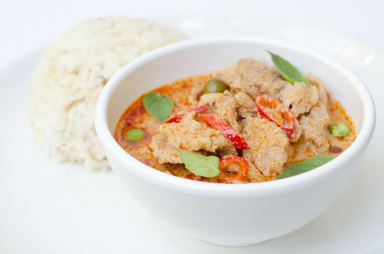 Thai panang curry and coarse rice