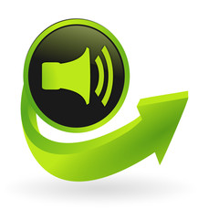 bouton haut parleur flêche verte