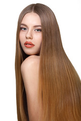 Naklejka premium girl with long blond hair