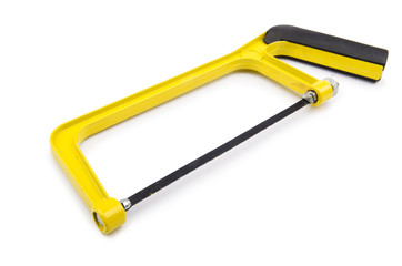 Yellow saw isolated on the white background