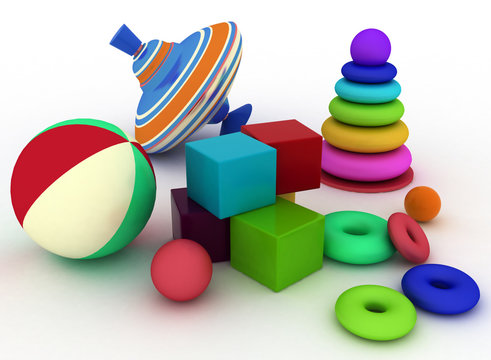 3d render illustration of child's toys.