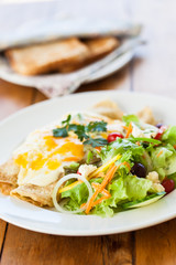 Salad and pancakes