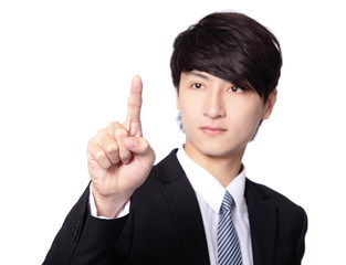 Businessman pressing an imaginary button