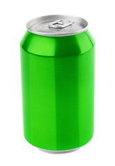 Green aluminum can 330 ml isolated on white with clipping path