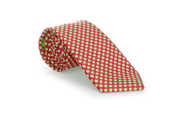 Elegant silk male tie ( necktie ) on white