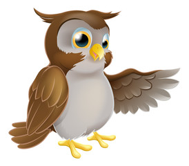Pointing Cartoon Owl