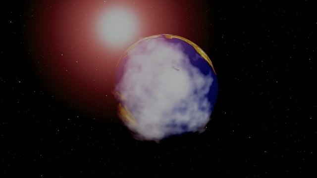 Die Sonne verschwindet hinter der Erde