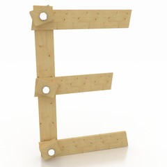One letter wooden alphabet, isolated on white