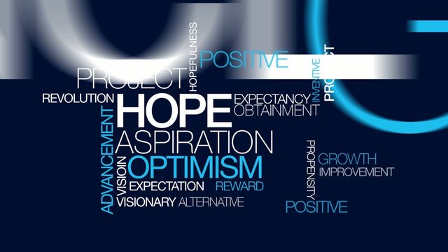 Hope aspiration vision word tag cloud animated video
