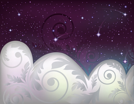 Night sky banner, vector illustration