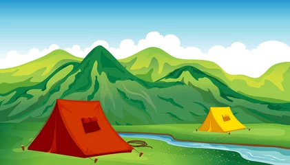 Raamstickers Een camping © GraphicsRF