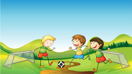 Enfants jouant au football