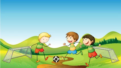 Photo sur Plexiglas Foot Enfants jouant au football