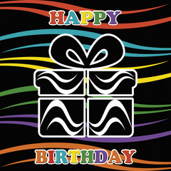 Birthday card on colorful wavy background