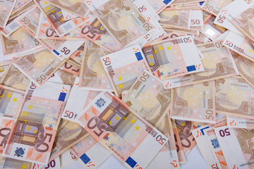 Euro Banknotes lying on ground