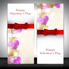 Valentine's Day greeting card with hearts and red ribbon. EPS 10