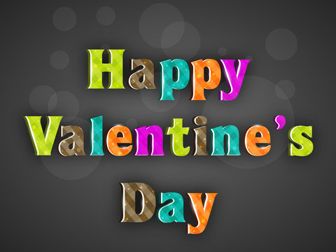 Colorful Happy Valentines Day text on grey background. EPS 10.