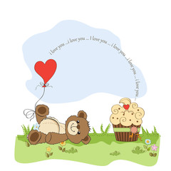 cute love card with teddy bear