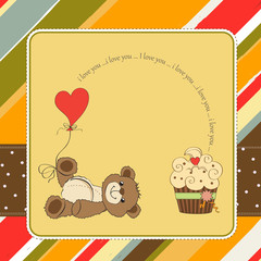 cute love card with teddy bear