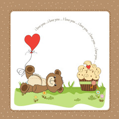 cute love card with teddy bear