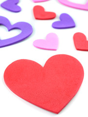 Colorful heart shapes isolated on white