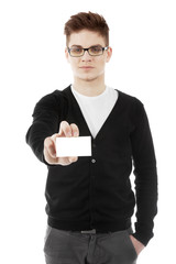 Man showing business