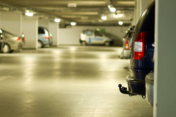 garage car, colorized photo